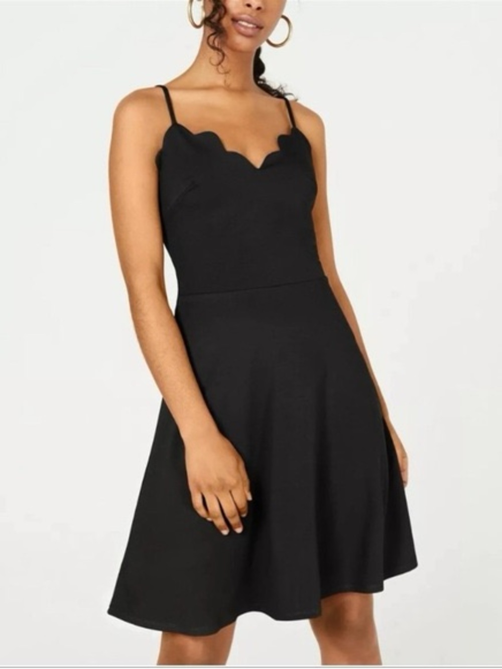 Aqua Black Scallop-Neck Mini Dress